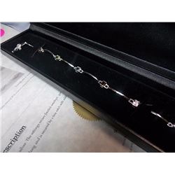 BRACELET - 3.6CT PRINCESS FACETTED MULTI GEMSTONES ( 5 TTL) IN STERLING SILVER SETTING - INCLUDES CE