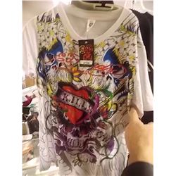 T-SHIRT - ED HARDY - WITH COLORED JEMS ATTACHED - "ED HARDY BY CHRISTIAN AUDIGER" - "LOVE KILLS LOVE