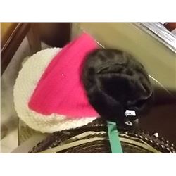 HATS-  1 FUR STYLE , 2 KNITTED- 3 TTL