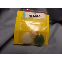 ASSORTED HEART PENDANTS - JASPER GEMSTONE - 3 TTL