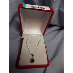 NECKLACE - BLACK SAPPHIRE & DIAMONDS IN STERLING SILVER SETTING  - RETAIL ESTIMATE $375