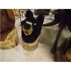 UNIQUE CHAINSAW CARVING - BEAR IN STUMP - BLACK