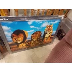 FRAMED PRINT ON BOARD "WILD CATS