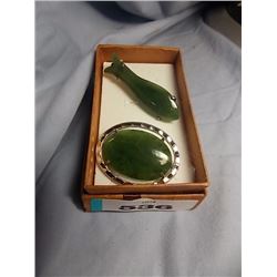 JEWELRY - JADE - TIE CLIP AND BROACH