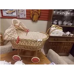 VINTAGE WICKER DOLL CARRIAGE