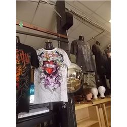 T-SHIRT - ED HARDY - WITH COLORED JEMS ATTACHED - "ED HARDY BY CHRISTIAN AUDIGER" - WOLF WITH LONG T