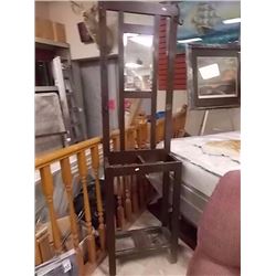 ANTIQUE OAK HALL STAND WIHT MIRROR BACK - FROM WARDEN'S OFFICE IN BC PENITENTIARY