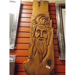 UNIQUE CHAINSAW CARVING - WALL MOUNT TREE SPIRIT - 40" TALL  X 13.5 X 1"