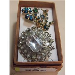 VINTAGE BROTCHES - RHINESTONES SET IN 925 STERLING SILVER