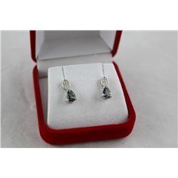 EARRINGS - 1.25CT PEAR FACETTED MYSTIC TOPAZ AND DIAMOND STUD EARRINGS - INCLUDES CERTIFICATE $300