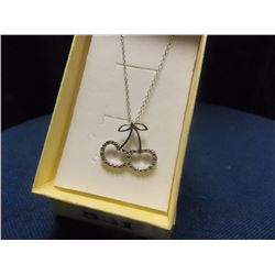 NECKLACE - DIAMONDS IN CHERRY DESIGNED STERLING SILVER SETTING - RETAIL ESTIMATE - $225