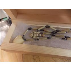 NECKLACE - PRECIOUS STONE - 2 STRAND  WITH HEART & GUITAR PENDANTS