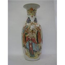 A CHINESE EXPORT BALUSTER VASE, late 19th Century, polychrome immortal figures, height 61cm (rim...