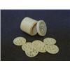 Image 1 : AN IVORY CYLINDRICAL COUNTER BOX, mid 19th Century, with nine pierced counters, height 4cm  50-80...