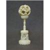 Image 1 : A CHINESE EXPORT IVORY PUZZLE BALL, late 19th Century, on stand, height 15cm (2)  70-90...