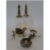 Image 1 : A PAIR OF NOVELTY WHITE METAL PEPPERS, pagoda shapes, a rickshaw boy salt, a palanquin and circul...