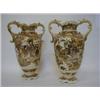 Image 1 : A PAIR OF SATSUMA WARE TWIN HANDLDED VASES, first half of the 20th Century, theatrical figures in...
