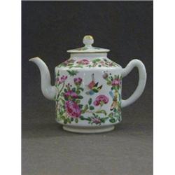 A BACHELOR TEAPOT, Cantonese enamel decorated, insects and flowers, height 12cm...