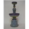 Image 1 : A PRICKET CANDLESTICK, Cantonese enamel pink floral decoration on a turquoise ground on bell base...