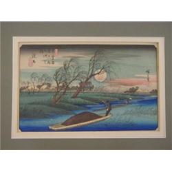 AFTER HIROSHIGE, a 20th Century woodblock print, Seba from the series sixty nine stages of the Ki...