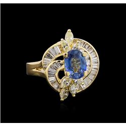 1.70 ctw Sapphire and Diamond Ring - 14KT Yellow Gold