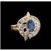 Image 1 : 1.70 ctw Sapphire and Diamond Ring - 14KT Yellow Gold