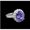 Image 1 : 14KT White Gold 4.22 ctw Tanzanite and Diamond Ring