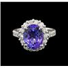 Image 2 : 14KT White Gold 4.22 ctw Tanzanite and Diamond Ring