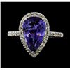 Image 2 : 3.45 ctw Tanzanite and Diamond Ring - 14KT White Gold