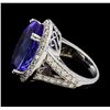 Image 3 : 21.48 ctw Tanzanite and Diamond Ring - 14KT White Gold