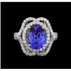 Image 2 : 4.69 ctw Tanzanite and Diamond Ring - 14KT White Gold