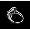 Image 3 : 4.13 ctw Tanzanite and Diamond Ring - 18KT White Gold