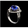 Image 4 : 4.13 ctw Tanzanite and Diamond Ring - 18KT White Gold