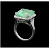 Image 4 : GIA Cert 12.39 ctw Emerald and Diamond Ring - 14KT White Gold