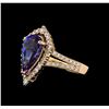 Image 1 : 3.08 ctw Tanzanite and Diamond Ring - 14KT Rose Gold