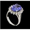 Image 4 : 6.33 ctw Tanzanite and Diamond Ring - 14KT White Gold