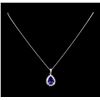 Image 2 : 3.20 ctw Tanzanite and Diamond Pendant - 14KT White Gold