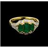 Image 2 : 1.20 ctw Emerald and Diamond Ring - 14KT Yellow Gold