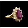 Image 1 : GIA Cert 3.52 ctw Ruby and Diamond Ring - 14KT Yellow Gold