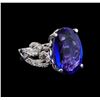 Image 1 : GIA Cert 11.49 ctw Tanzanite and Diamond Ring - 14KT White Gold