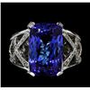 Image 2 : 13.27 ctw Tanzanite and Diamond Ring - 14KT White Gold