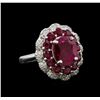 Image 1 : GIA Cert 4.54 ctw Ruby and Diamond Ring - 14KT White Gold