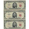 Image 1 : 1963 $5 VG/XF Red Seal Note Lot of 3