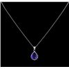 Image 2 : 4.00 ctw Tanzanite and Diamond Pendant With Chain - 14KT White Gold