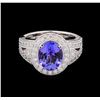 Image 2 : 2.97 ctw Tanzanite and Diamond Ring - 14KT White Gold