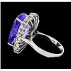 Image 3 : GIA Cert 12.18 ctw Tanzanite and Diamond Ring - 14KT White Gold