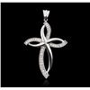 Image 1 : 14KT White Gold 0.58 ctw Diamond Cross Pendant