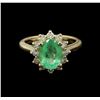 Image 2 : 2.02 ctw Emerald and Diamond Ring - 14KT Yellow Gold