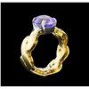 Image 3 : 4.61 ctw Tanzanite Ring - 18KT Two-Tone Gold