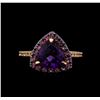 Image 2 : 2.95 ctw Amethyst, Pink Sapphire, and Diamond Ring - 14KT Rose Gold